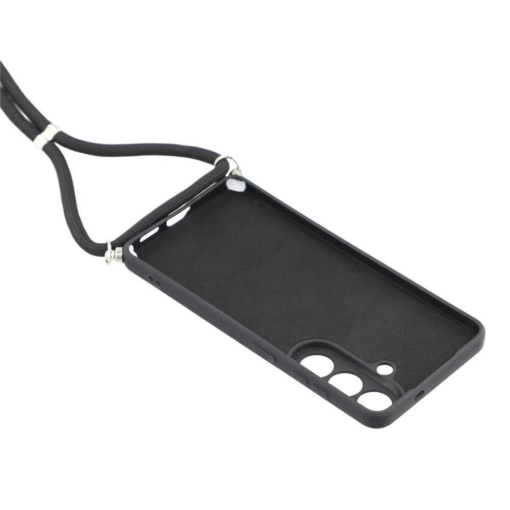 For Samsung Galaxy A57 5G Case Flexible TPU Fiber Lining Anti-Shock Crossbody Phone Cover - Black - 5