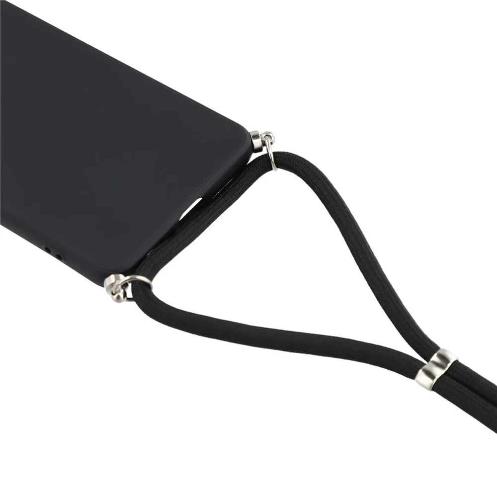 For Samsung Galaxy A57 5G Case Flexible TPU Fiber Lining Anti-Shock Crossbody Phone Cover - Black - 6