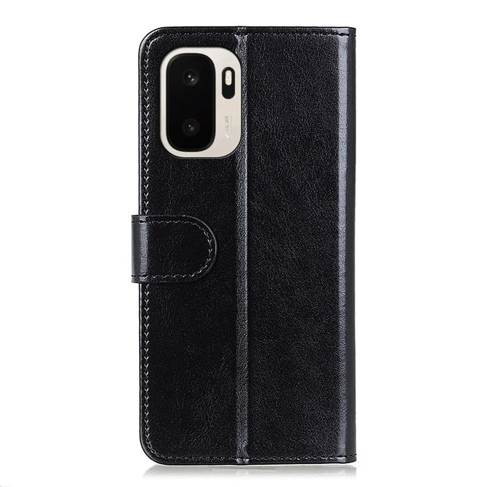 For OnePlus Ace 6 Ultra 5G Case Crazy Horse Texture PU Leather Phone Stand Cover - Black - 7