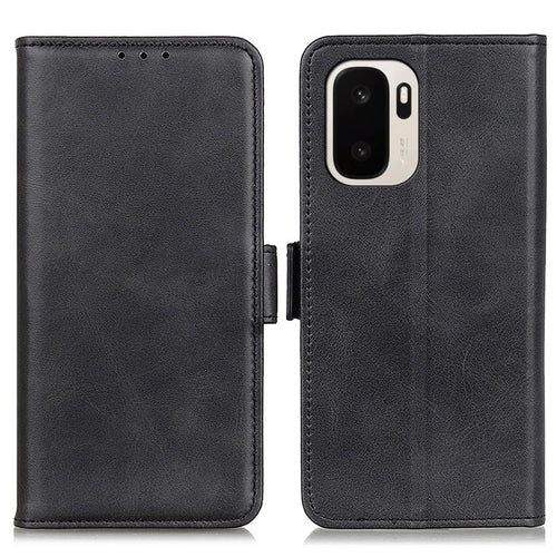 For OnePlus Ace 6 Ultra 5G Case Stand Cowhide Texture PU Leather Phone Cover - Black - 1