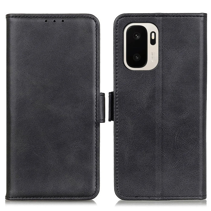 For OnePlus Ace 6 Ultra 5G Case Stand Cowhide Texture PU Leather Phone Cover - Black - 1