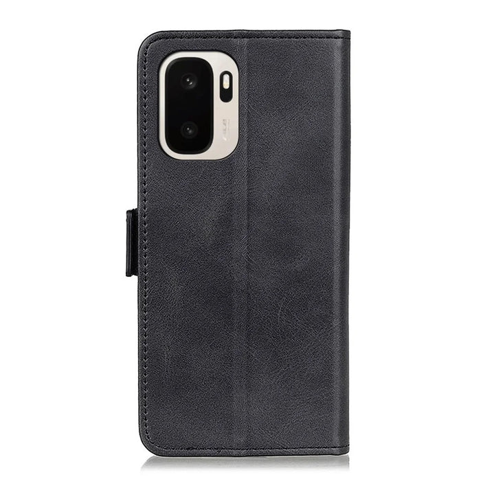 For OnePlus Ace 6 Ultra 5G Case Stand Cowhide Texture PU Leather Phone Cover - Black - 6