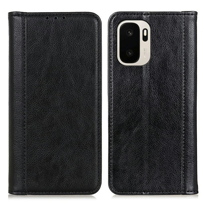 For OnePlus Ace 6 Ultra 5G Stand Case Split Leather Litchi Texture Wallet Phone Cover - Black - 1