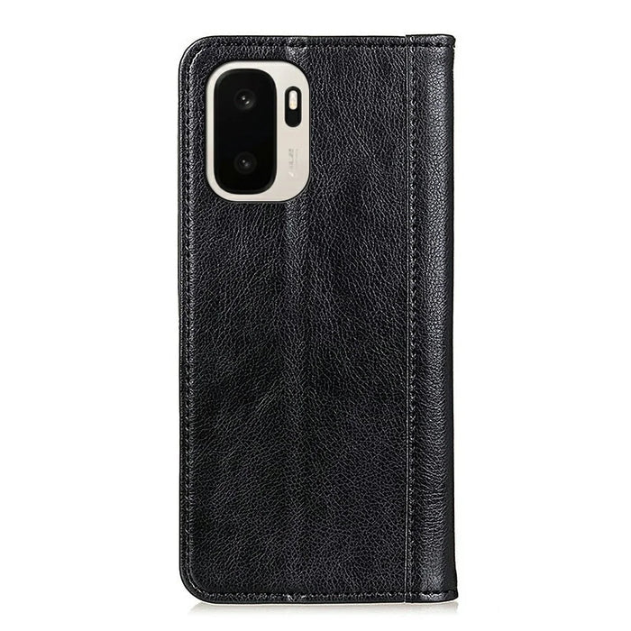 For OnePlus Ace 6 Ultra 5G Stand Case Split Leather Litchi Texture Wallet Phone Cover - Black - 7