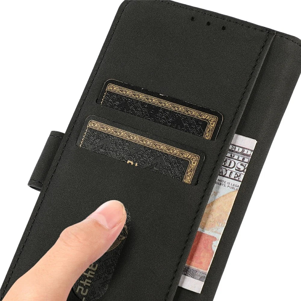 KHAZNEH For OnePlus Ace 6 Ultra 5G Case Anti Scratch PU Leather Wallet Stand Phone Cover - Black - 4
