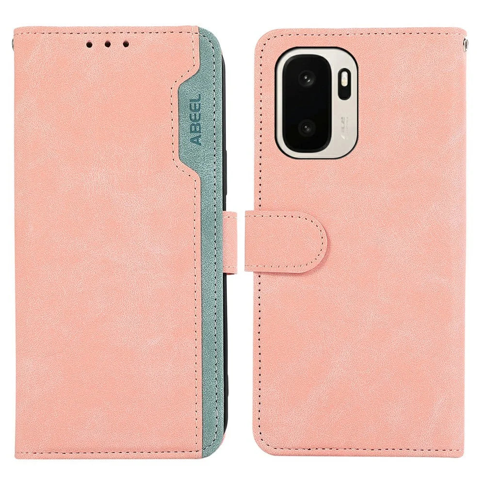 ABEEL For OnePlus Ace 6 Ultra 5G Case Color Splicing Leather Flip Phone Cover RFID Blocking - Pink - 1
