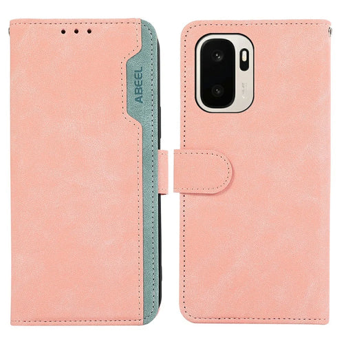 ABEEL For OnePlus Ace 6 Ultra 5G Case Color Splicing Leather Flip Phone Cover RFID Blocking - Pink - 1