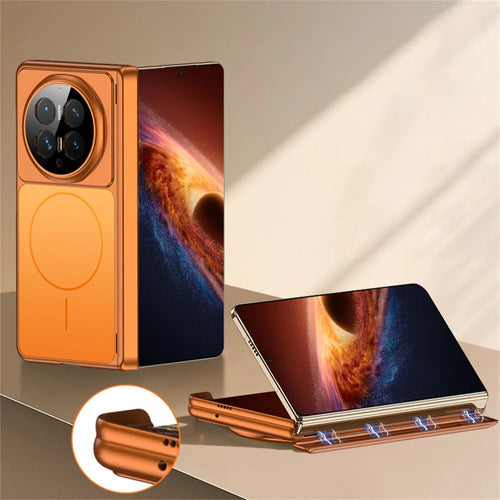 GKK for Honor Magic V6 5G Magnetic Case Hard PC Ultra Thin Protective Cover with Screen Protector - Orange - 1