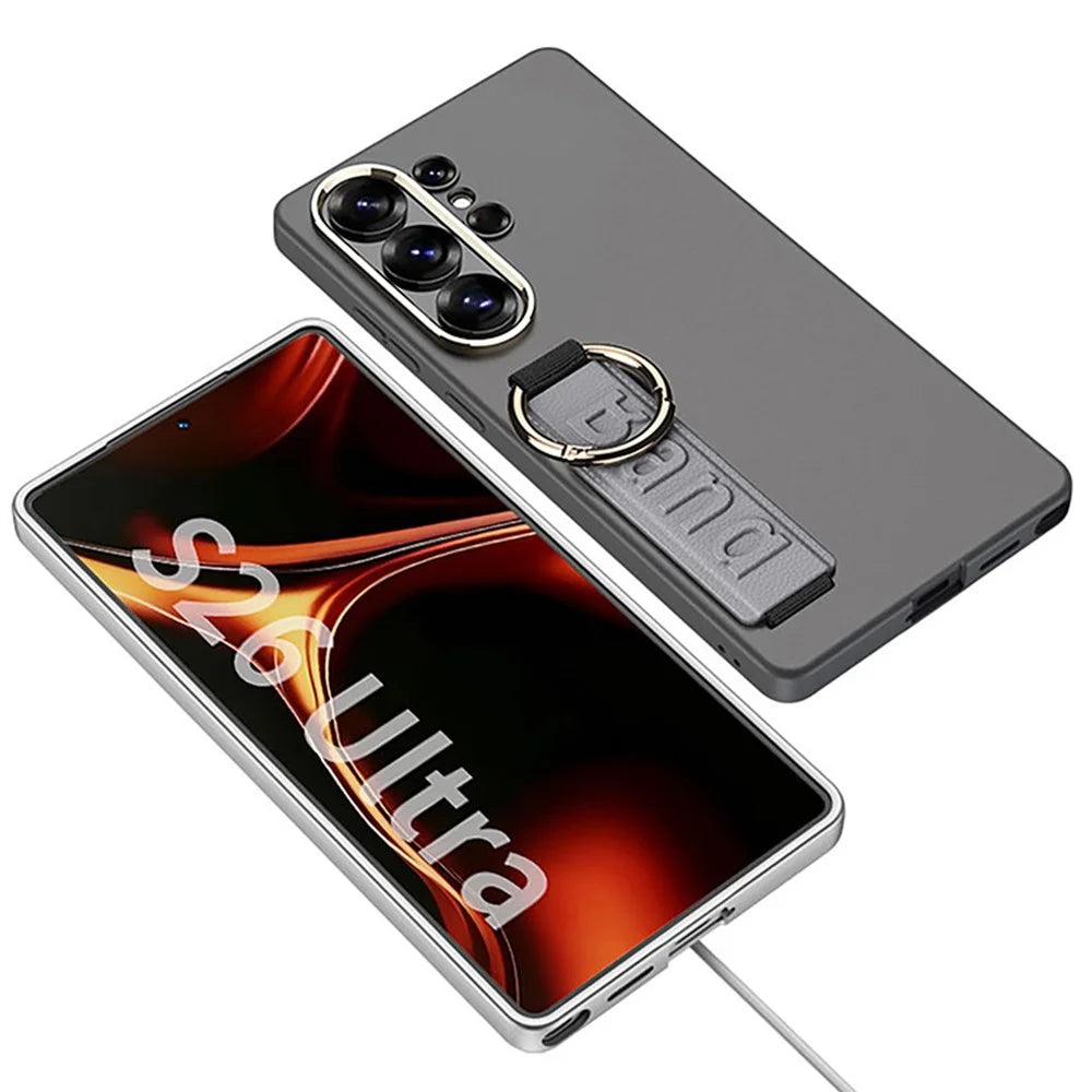 GKK For Samsung Galaxy S26 Ultra Case with Silicone Hand Band Hard PC Phone Back Cover - Titanium Grey - 5