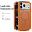 For iPhone 17 Pro Case Magnetic PU Leather Coated PC + TPU Phone Back Cover - Yellow - 2