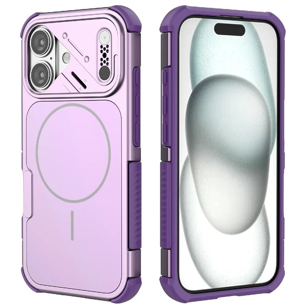 For iPhone 16 Case Shockproof Airbag PC+TPU Phone Cover Compatible with MagSafe - Purple - 2