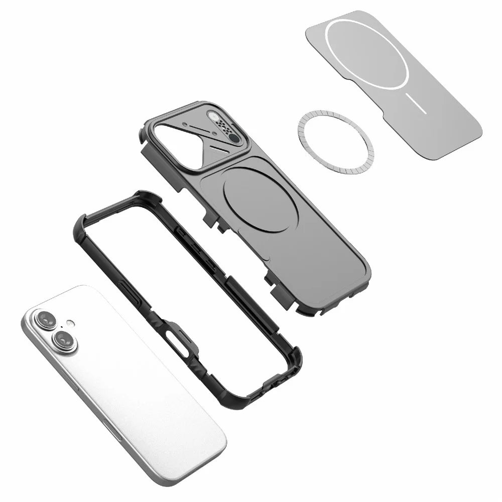 For iPhone 16 Case Shockproof Airbag PC+TPU Phone Cover Compatible with MagSafe - Purple - 3