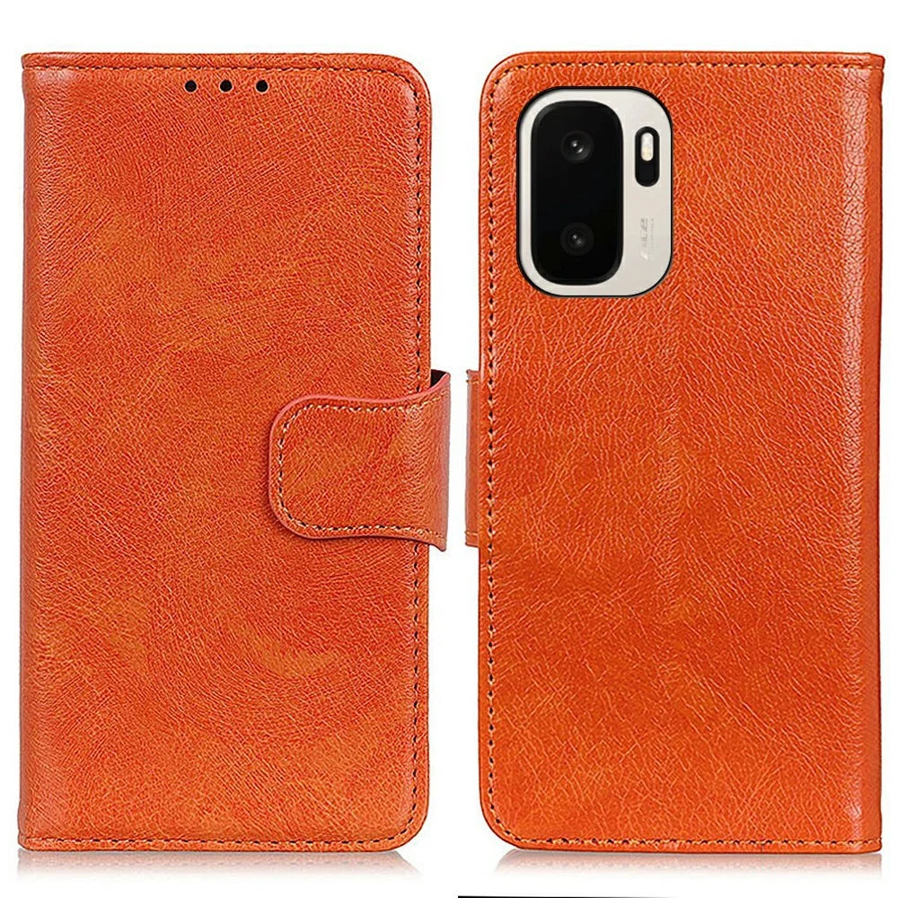 For OnePlus Ace 6 Ultra 5G Case Nappa Texture Split Leather Wallet Phone Cover - Orange - 1
