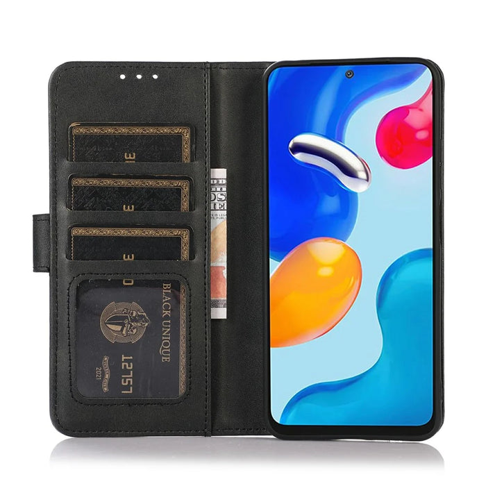 For OnePlus Ace 6 Ultra 5G Case Cowhide Texture Leather Wallet Phone Cover with Stand - Black - 2