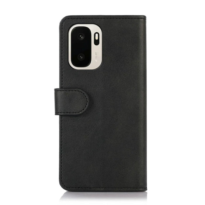 For OnePlus Ace 6 Ultra 5G Case Cowhide Texture Leather Wallet Phone Cover with Stand - Black - 7