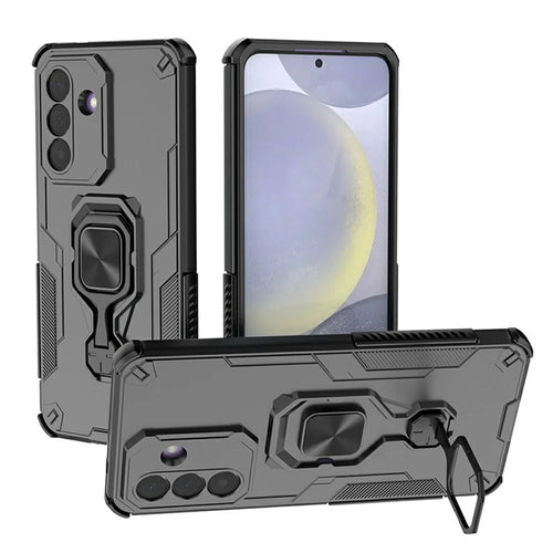 For Samsung Galaxy A27 5G Case Rotatable Ring Kickstand PC + TPU Shockproof Phone Cover - Black - 1