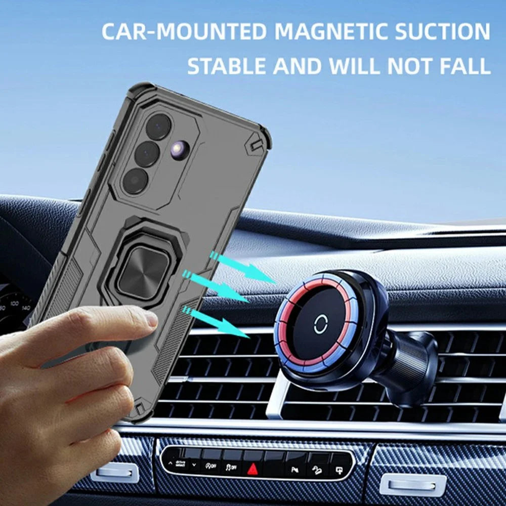 For Samsung Galaxy A27 5G Case Rotatable Ring Kickstand PC + TPU Shockproof Phone Cover - Black - 6