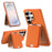 For Samsung Galaxy S26 Ultra Magnetic Case Tech Fabric + TPU Card Holder Kickstand Phone Cover - Orange - 2