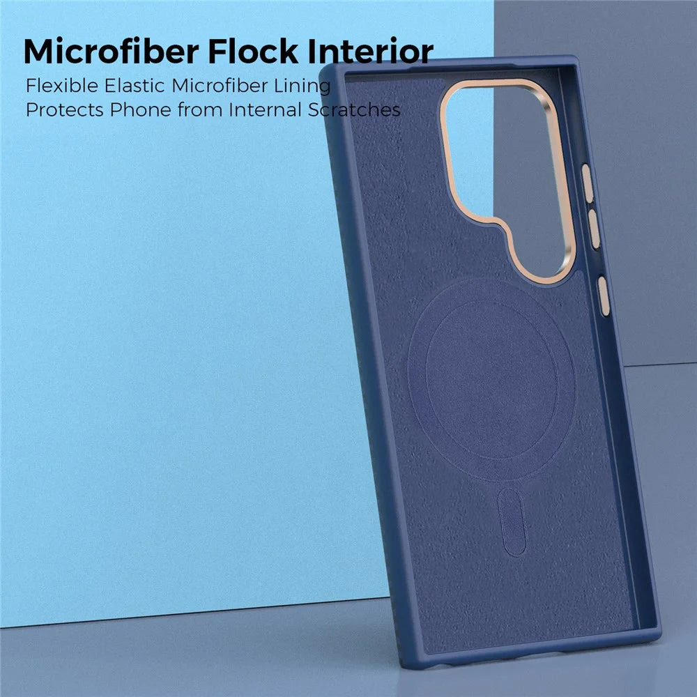For Samsung Galaxy S24 Ultra Magnetic Case Carbon Fiber Texture Shockproof Leather TPU PC Protective Cover - Sapphire - 2