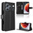 For Blackview Wave 7C Leather Wallet Case with Strap Diamond Texture Phone Cover - Black - 1