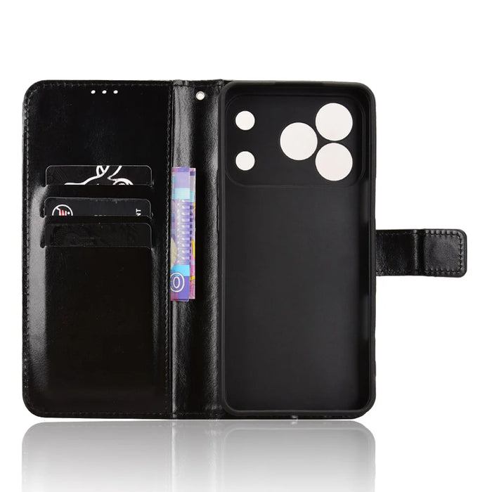 For Blackview Wave 7C PU Leather Case with Strap Crazy Horse Texture Phone Wallet Cover - Black - 4
