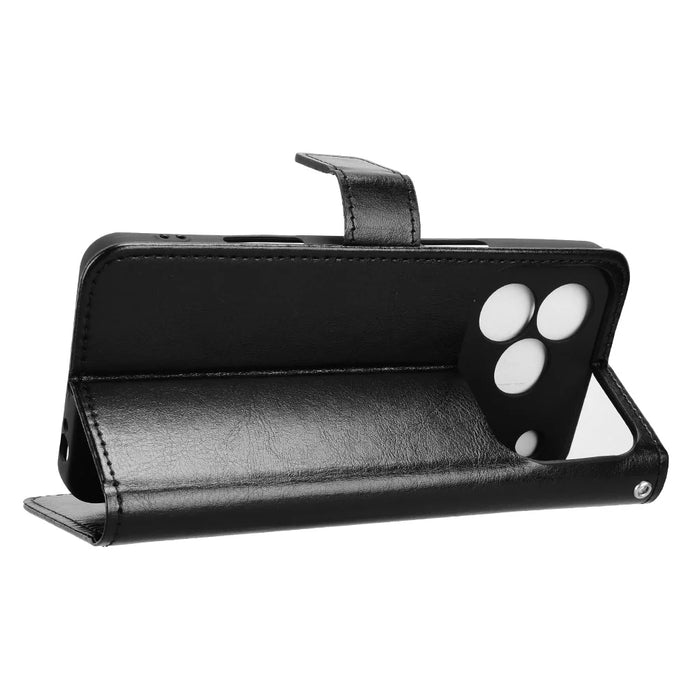 For Blackview Wave 7C PU Leather Case with Strap Crazy Horse Texture Phone Wallet Cover - Black - 6