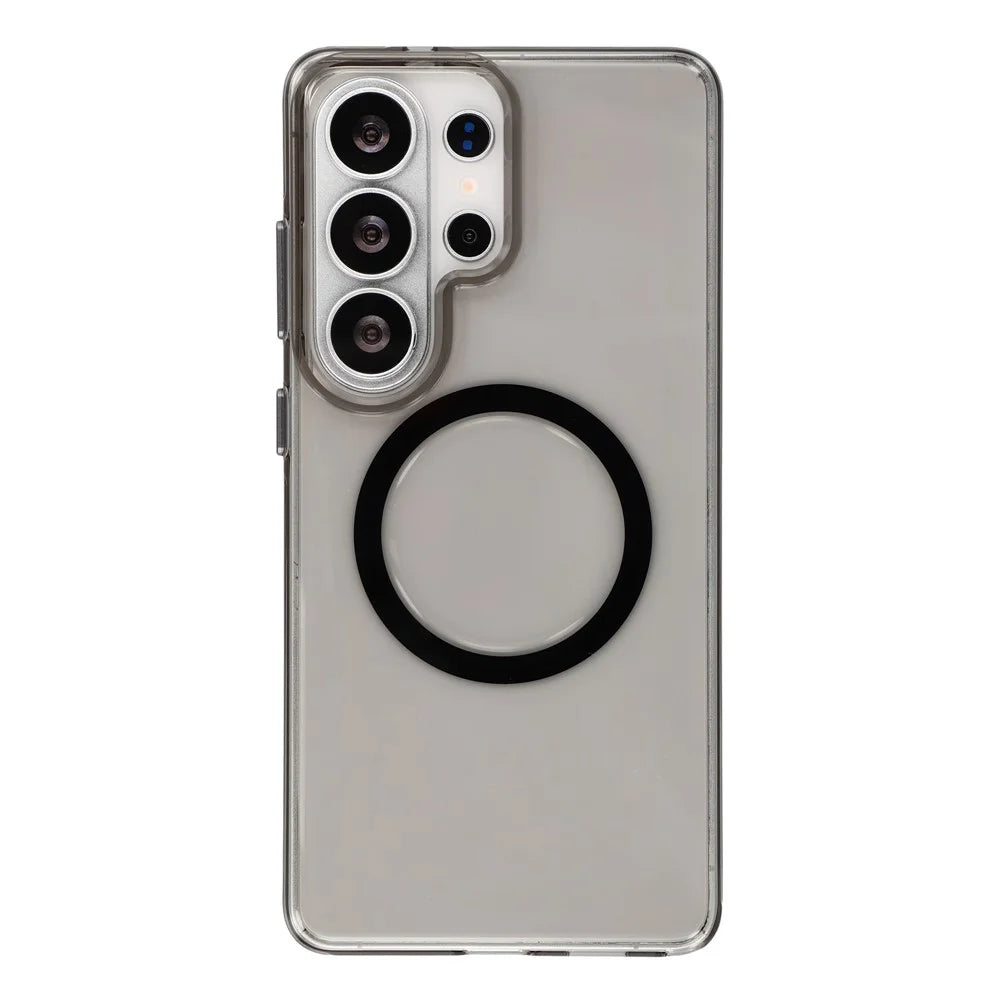 JAUCASE For Samsung Galaxy S26 Ultra Magnetic Case PC Phone Cover with AI Touch Control Button - Transparent Black - 1