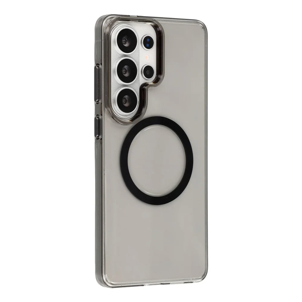 JAUCASE For Samsung Galaxy S26 Ultra Magnetic Case PC Phone Cover with AI Touch Control Button - Transparent Black - 3