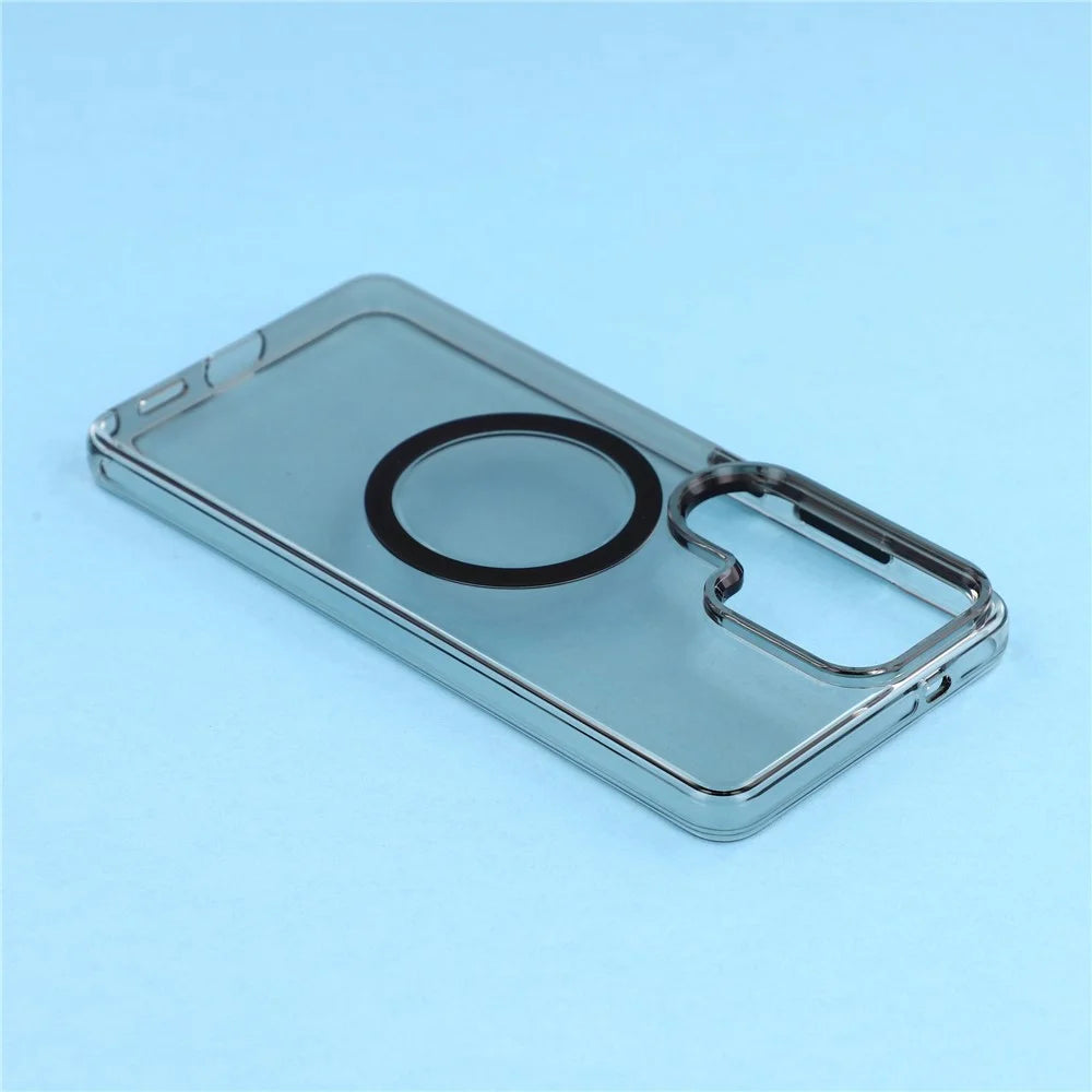 JAUCASE For Samsung Galaxy S26 Ultra Magnetic Case PC Phone Cover with AI Touch Control Button - Transparent Black - 6