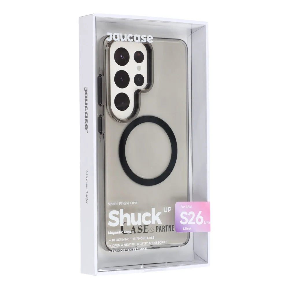 JAUCASE For Samsung Galaxy S26 Ultra Magnetic Case PC Phone Cover with AI Touch Control Button - Transparent Black - 7