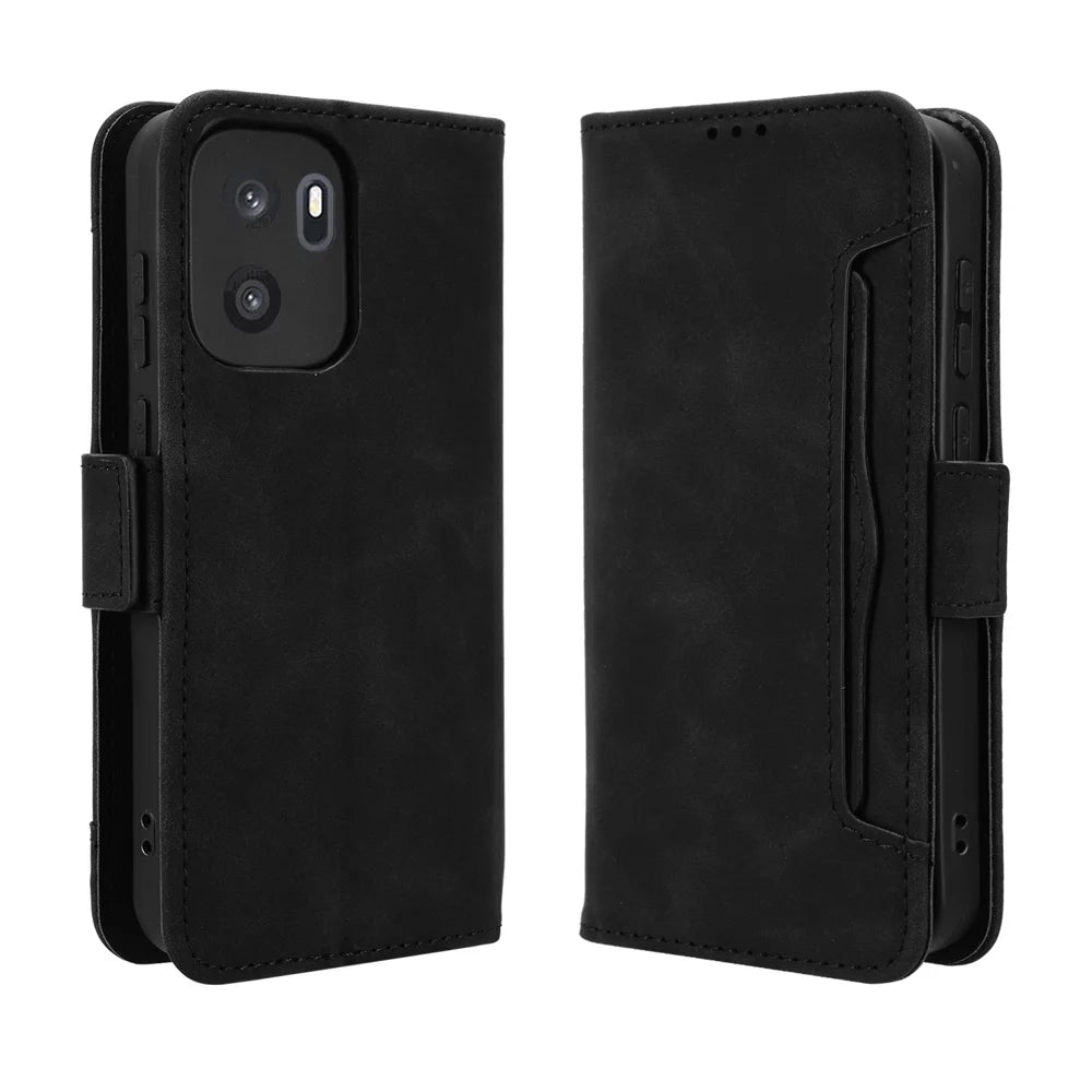 For OnePlus Ace 6 Ultra 5G Leather Case Phone Wallet Cover with Multiple Card Slots - Black - 1