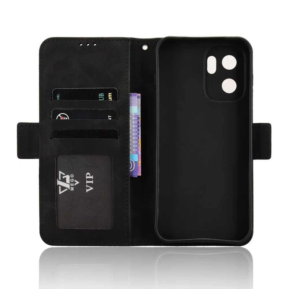 For OnePlus Ace 6 Ultra 5G Leather Case Phone Wallet Cover with Multiple Card Slots - Black - 4