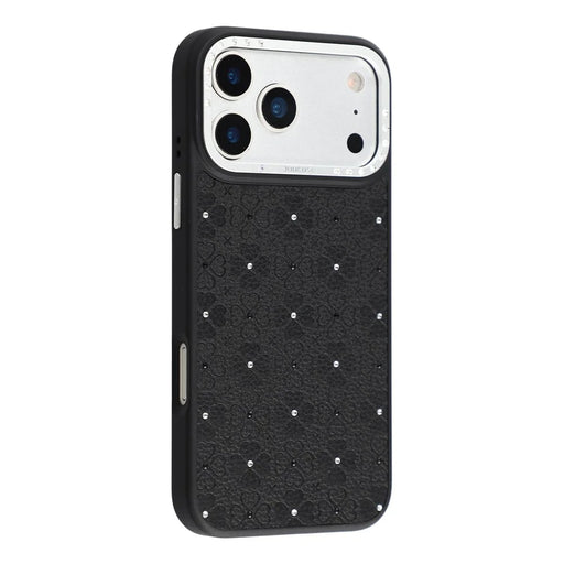 JAUCASE For iPhone 17 Pro Magnetic Case Rhinestone Bling Four Leaf Clover Pattern Phone Cover - Black - 1