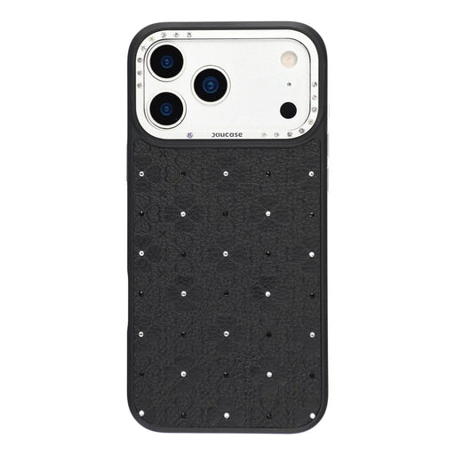 JAUCASE For iPhone 17 Pro Magnetic Case Rhinestone Bling Four Leaf Clover Pattern Phone Cover - Black - 2