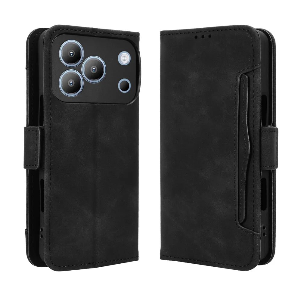 For Blackview Wave 7C Leather Case Phone Wallet Cover with Multiple Card Slots - Black - 1