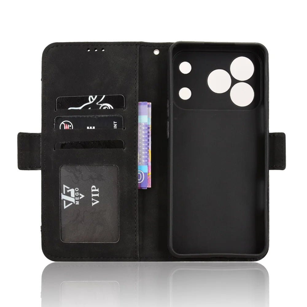 For Blackview Wave 7C Leather Case Phone Wallet Cover with Multiple Card Slots - Black - 4