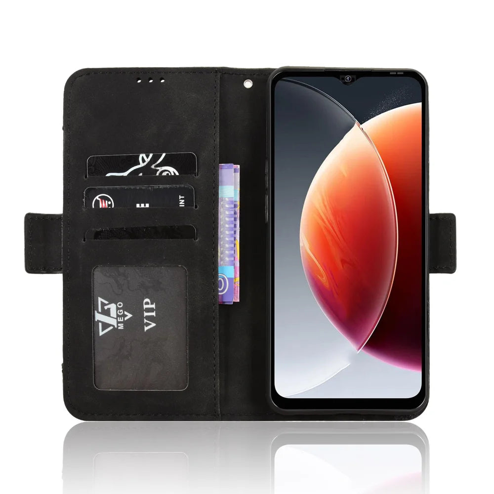 For Blackview Wave 7C Leather Case Phone Wallet Cover with Multiple Card Slots - Black - 5