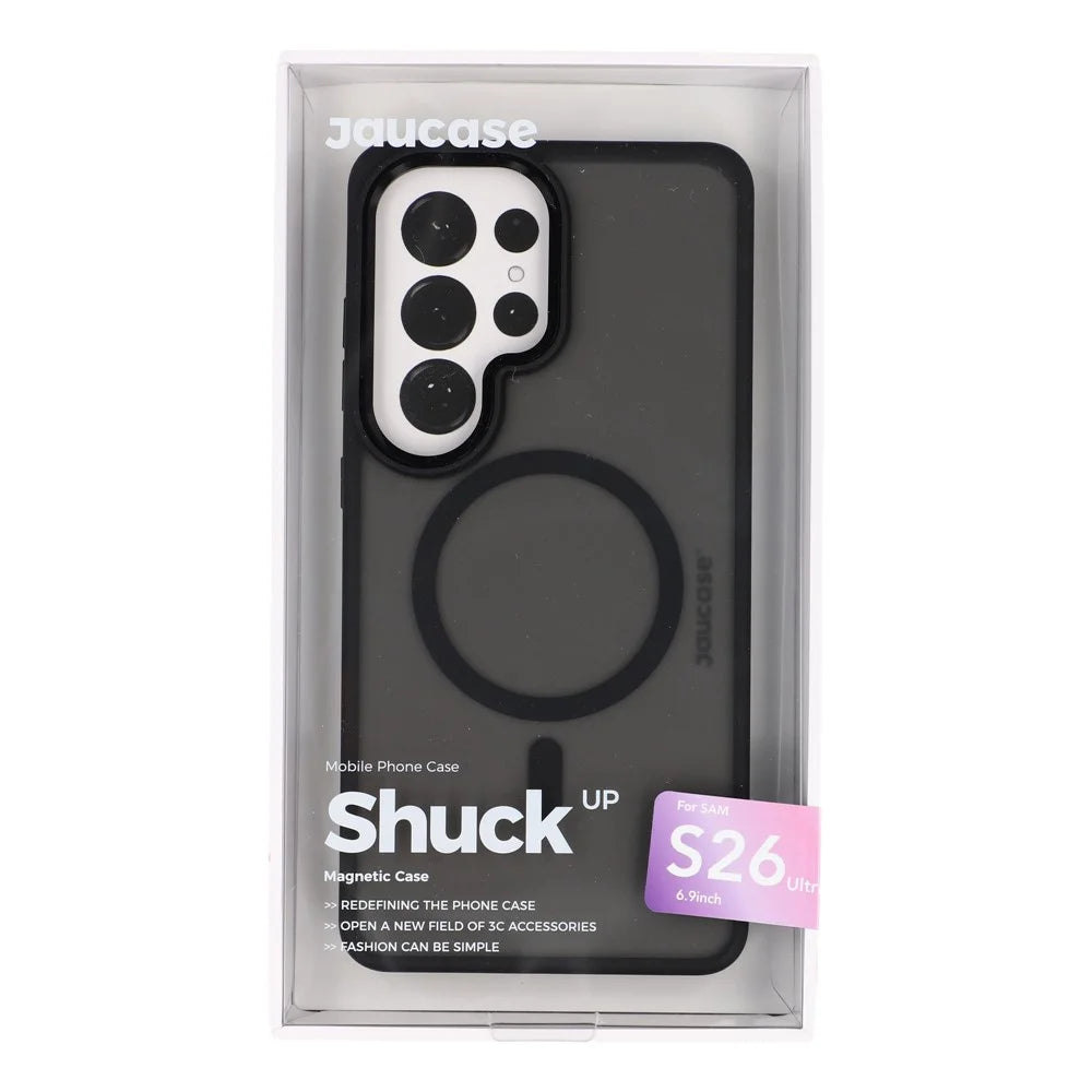 JAUCASE For Samsung Galaxy S26 Ultra Magnetic Case Skin Touch Matte TPU PC Phone Cover - Transparent Black - 7