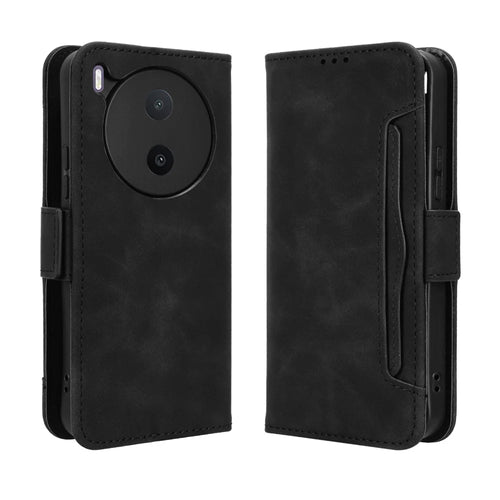 For vivo Y600 Pro 5G Leather Case Phone Wallet Cover with Multiple Card Slots - Black - 1