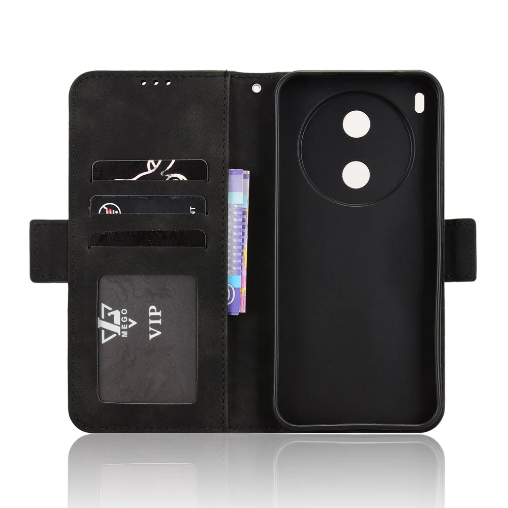 For vivo Y600 Pro 5G Leather Case Phone Wallet Cover with Multiple Card Slots - Black - 4