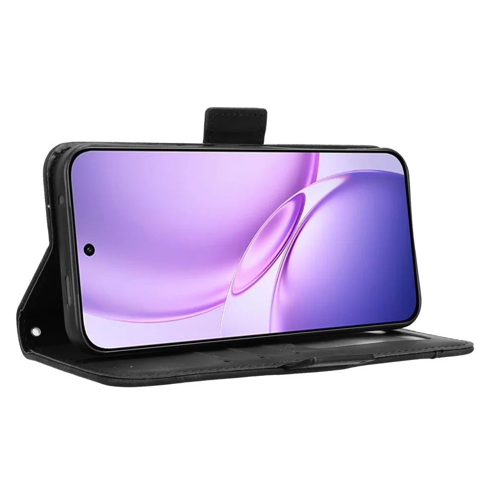 For vivo Y600 Pro 5G Leather Case Phone Wallet Cover with Multiple Card Slots - Black - 6