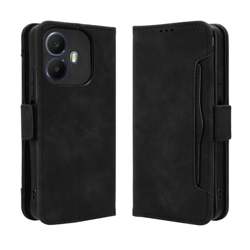For TCL K70 4G / TCL K70 Power 4G Leather Case Phone Wallet Cover with Multiple Card Slots - Black - 1