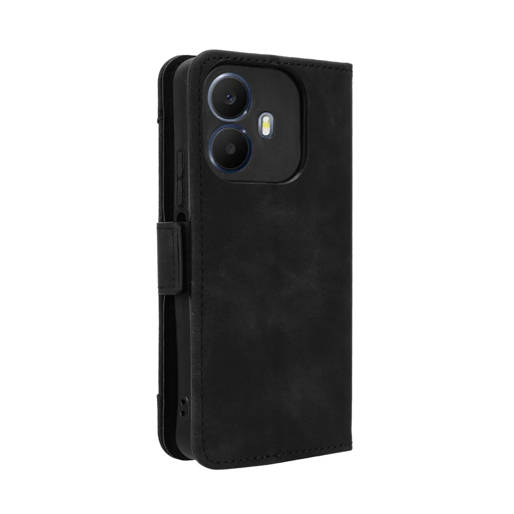 For TCL K70 4G / TCL K70 Power 4G Leather Case Phone Wallet Cover with Multiple Card Slots - Black - 7