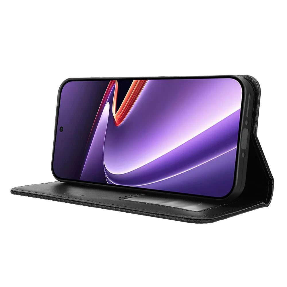 For OnePlus Ace 6 Ultra 5G Leather Case Wallet Stand Retro Texture Phone Cover - Black - 7