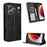 For Blackview Wave 7C Leather Case Wallet Stand Retro Texture Phone Cover - Black - 1