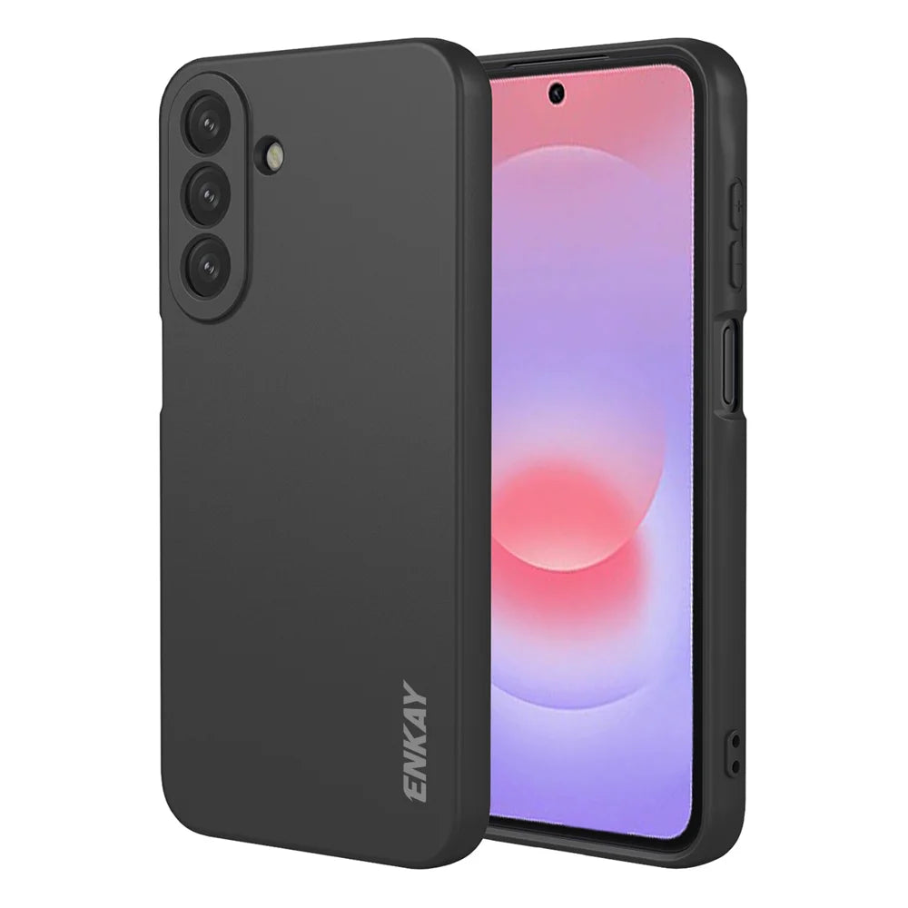 HAT PRINCE for Samsung Galaxy A27 5G ENKAY  Silicone Case Straight Edge Cell Phone Back Cover - Black - 1