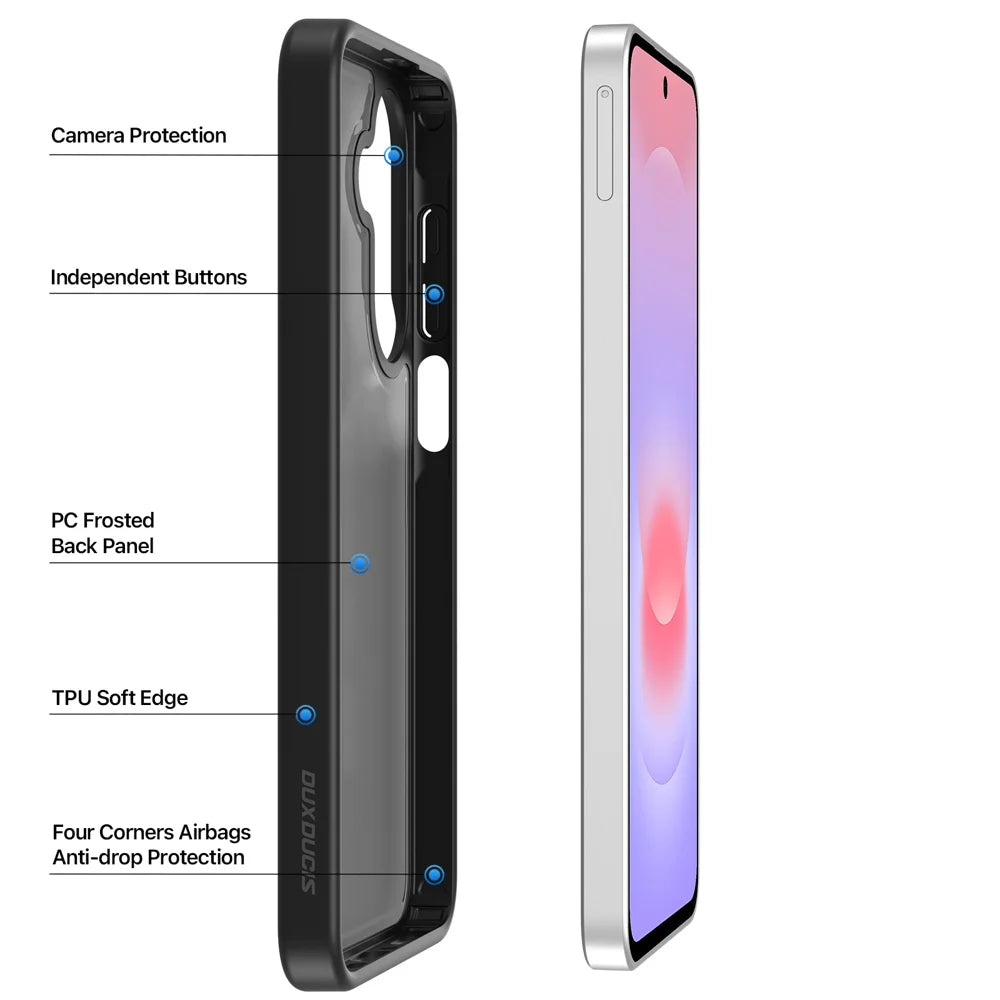 DUX DUCIS for Samsung Galaxy A27 5G / A37 5G / A36 5G / A56 5G Case Yind Series Matte Anti-fingerprint TPU+PC Phone Back Cover - Black - 4
