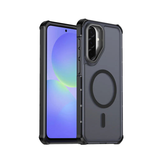 For Samsung Galaxy A56 5G / Galaxy A37 5G / Galaxy A36 5G Magnetic Case Electroplated Frame Skin-touch TPU+PC Phone Cover - Black - 1