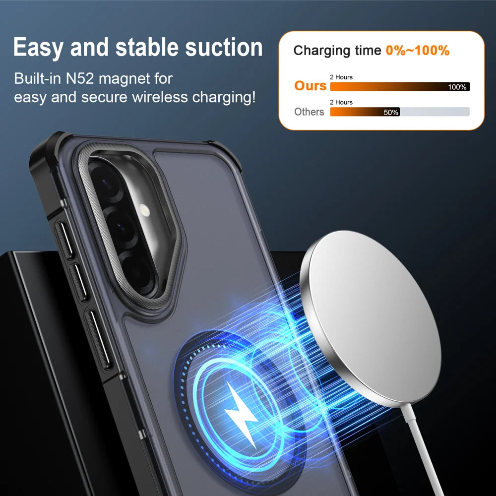 For Samsung Galaxy A56 5G / Galaxy A37 5G / Galaxy A36 5G Magnetic Case Electroplated Frame Skin-touch TPU+PC Phone Cover - Black - 3