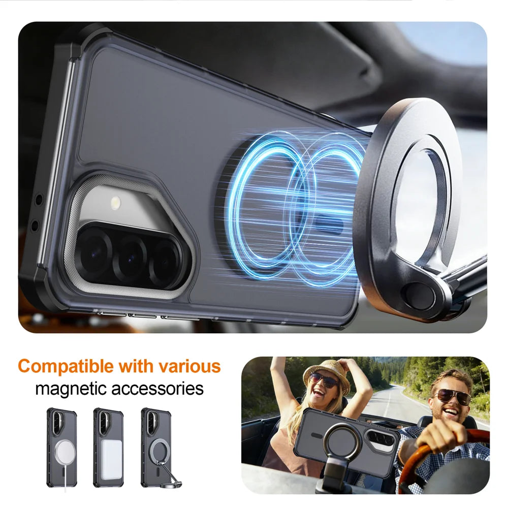 For Samsung Galaxy A56 5G / Galaxy A37 5G / Galaxy A36 5G Magnetic Case Electroplated Frame Skin-touch TPU+PC Phone Cover - Black - 4